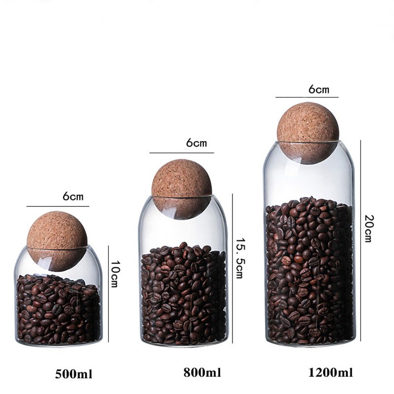 Set Storage Ball Jar, Glass Tea Jar, Minimalist Cork Jar, Sealed Candy Jar, Storage Jar, Coffee Jar, Dry Food Storage Jar, Coffee Storage Container