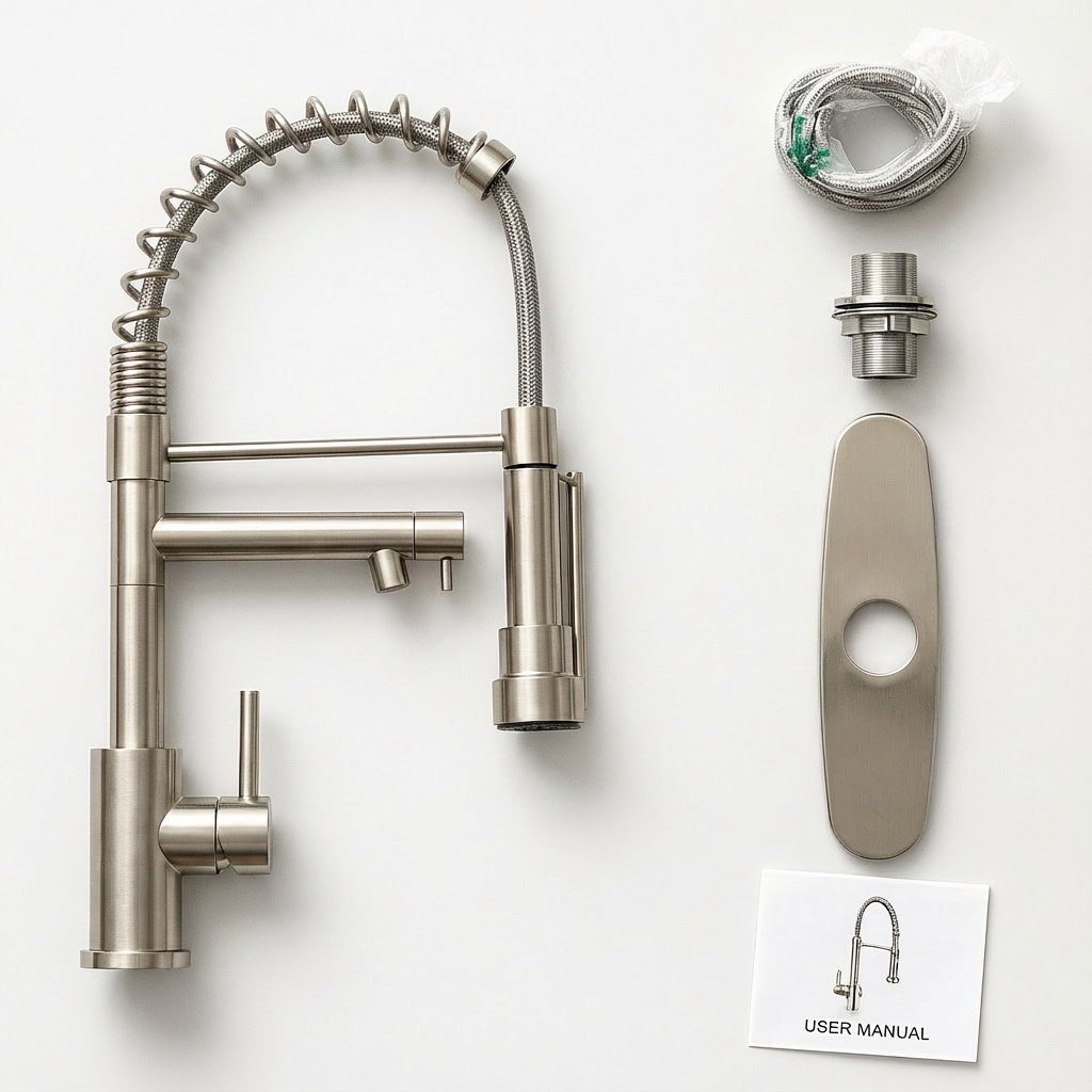 Touch Kitchen Faucet With Pull Down Sprayer, Single Handle Stainless Steel Spring Neck Kitchen Faucet, 2 Function Spray Head, Single Hole Installation