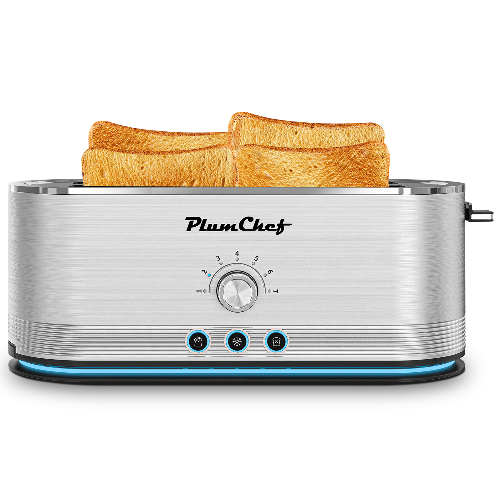 4-Slice Toaster, 7 Settings, Defrost, Reheat, Removable Crumb Tray, Full Body Stainless Steel Housing, Anti-Fingerprint, Anti-Jam, 1350W, Silver, Amaz