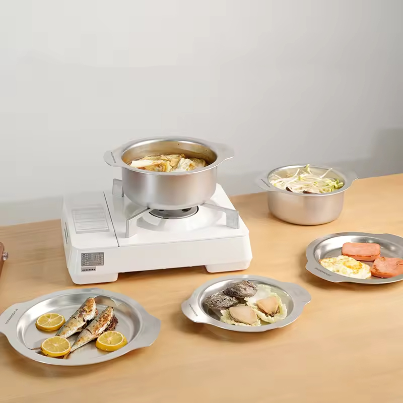 Cookware Set With Multifunctional Lids, Suitable For Gas Stoves And Induction Cooktops, Stainless Steel