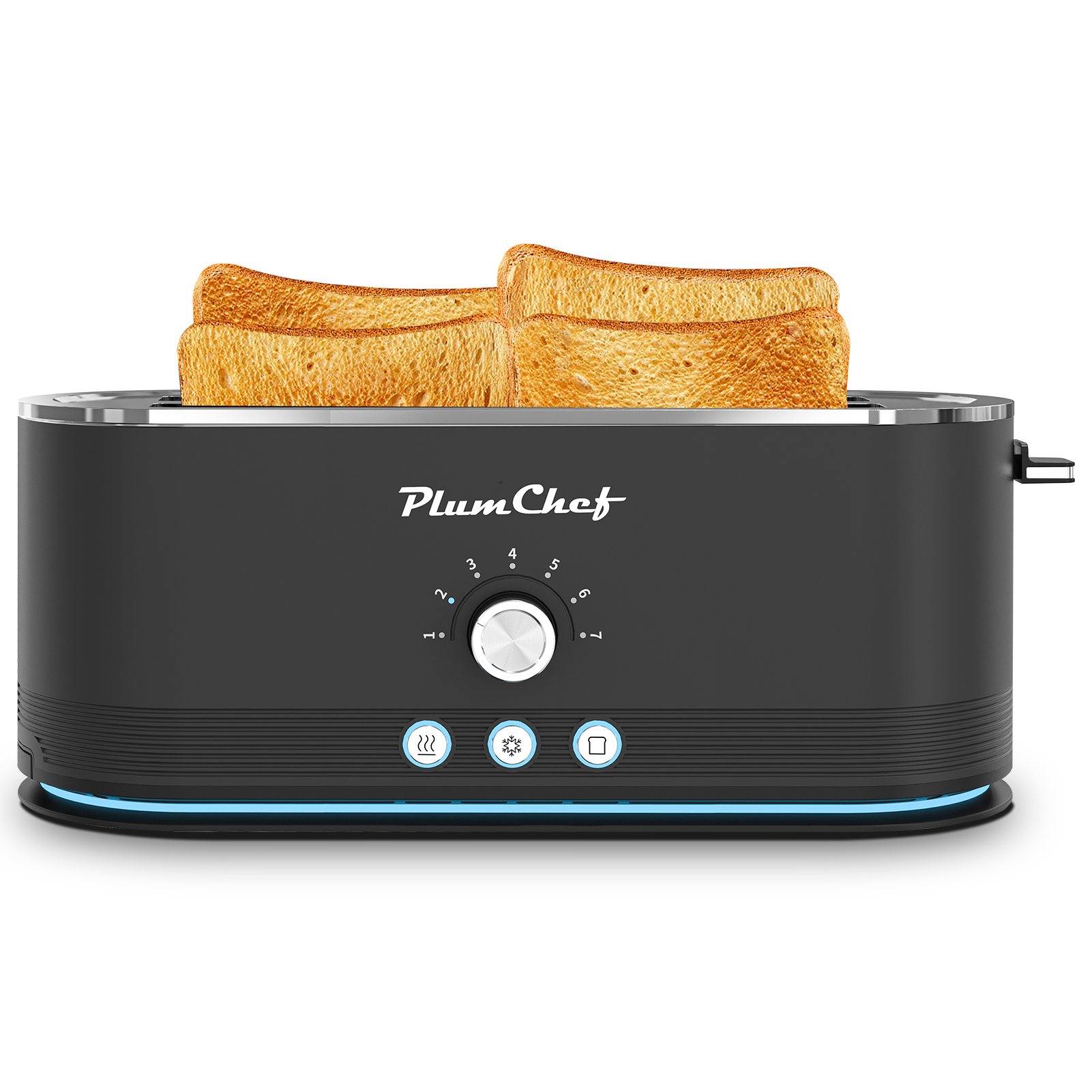 4-Slice Toaster, 7 Settings, Defrost, Reheat Functions, Removable Crumb Tray, Full Body Stainless Steel Housing, Anti-Fingerprint, Anti-Jam, 1350W, Bl