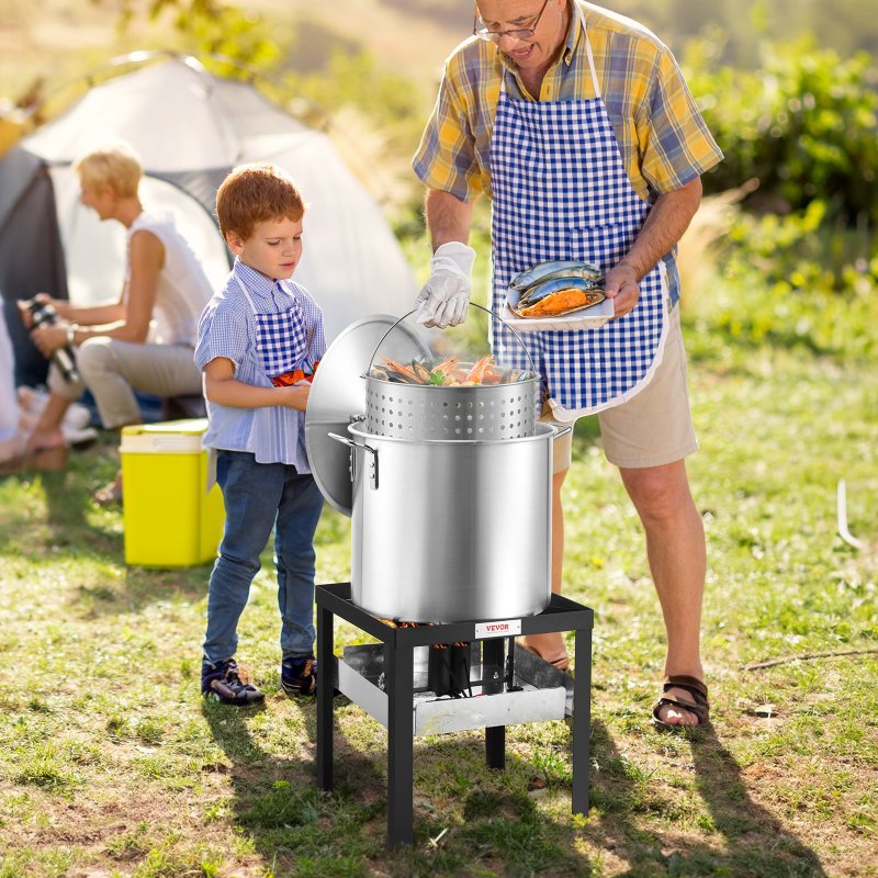 Seafood Boiling Kit With Strainer Outdoor Crab Crawfish Cooking Pot-100-qt.
