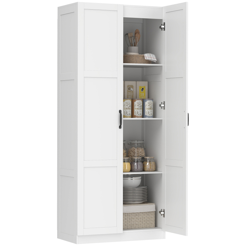 Farmhouse Pantry Cabinet, 71" Tall Kitchen Pantry Storage Cabinet with Soft-Close Hinges, Adjustable Shelves, White