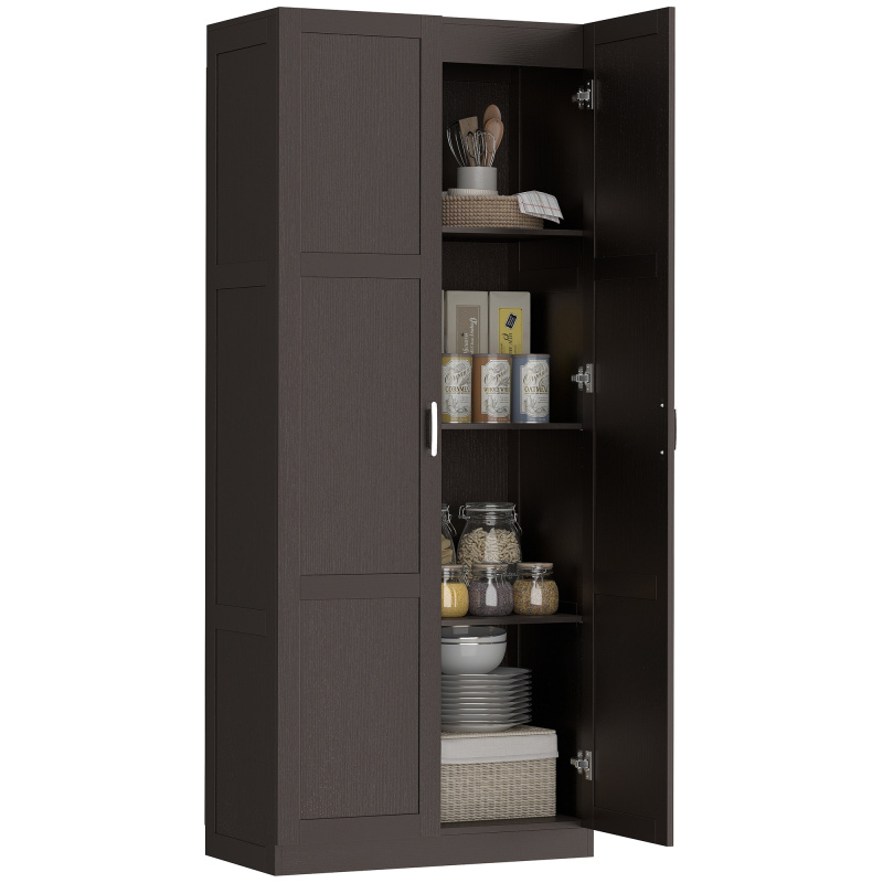 Farmhouse Pantry Cabinet, 71" Tall Kitchen Pantry Storage Cabinet with Soft-Close Hinges, Adjustable Shelves, Espresso