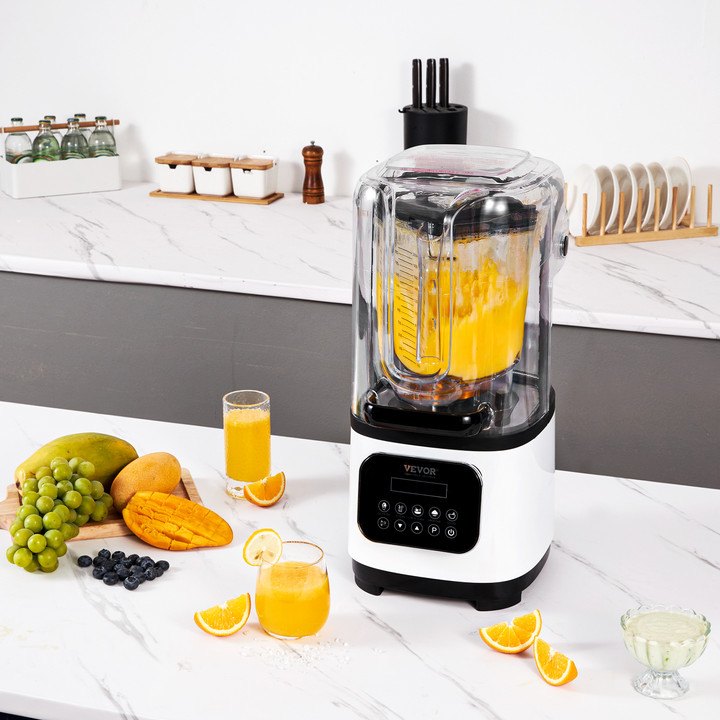 Professional Blender With Shield, Commercial Countertop Blenders, 68 Oz Jar Blender Combo, Stainless Steel 9 Speed & 5 Functions Blender, For Shakes,