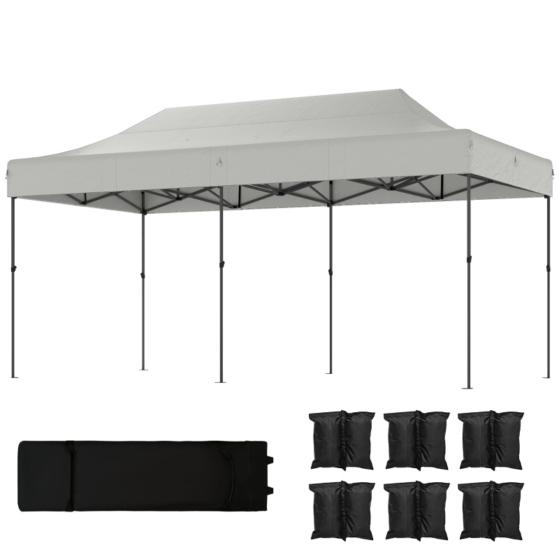 10 x 20 ft Pop Up Canopy Tent, Heavy Duty UPF50+ Outdoor Portable Instant Canopy Shelter with Wheeled Bag, White