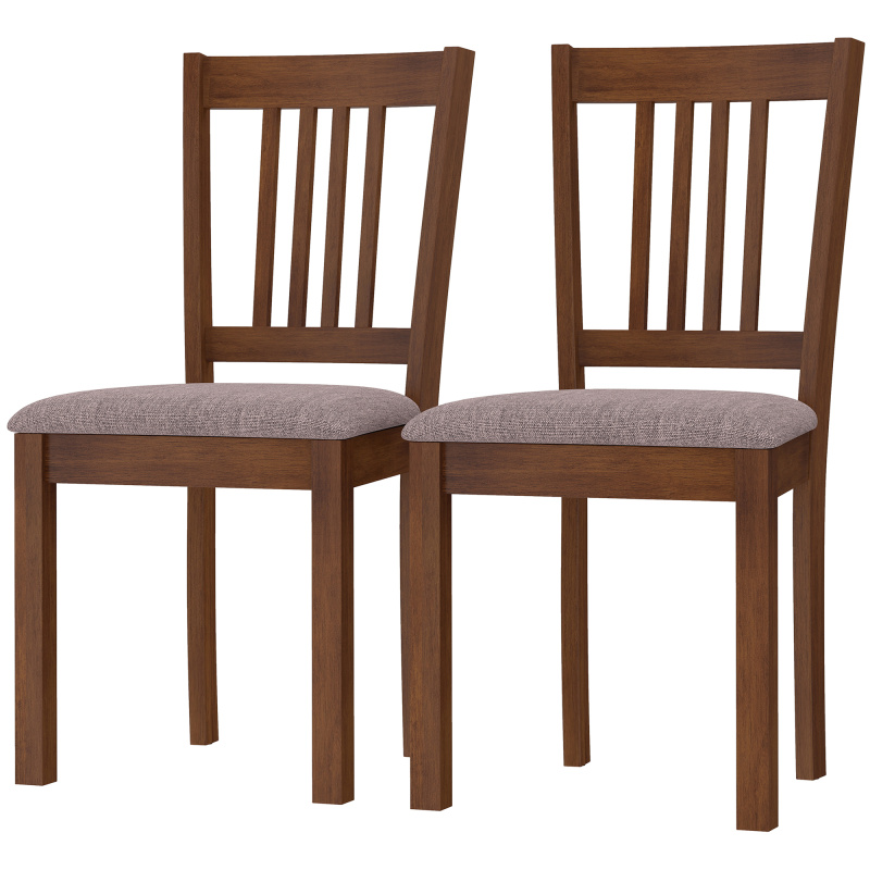 Dining Chairs Set of 2 Linen Upholstered Kitchen Chairs with Rubberwood Legs for Dining Room Living Room Walnut Taupe