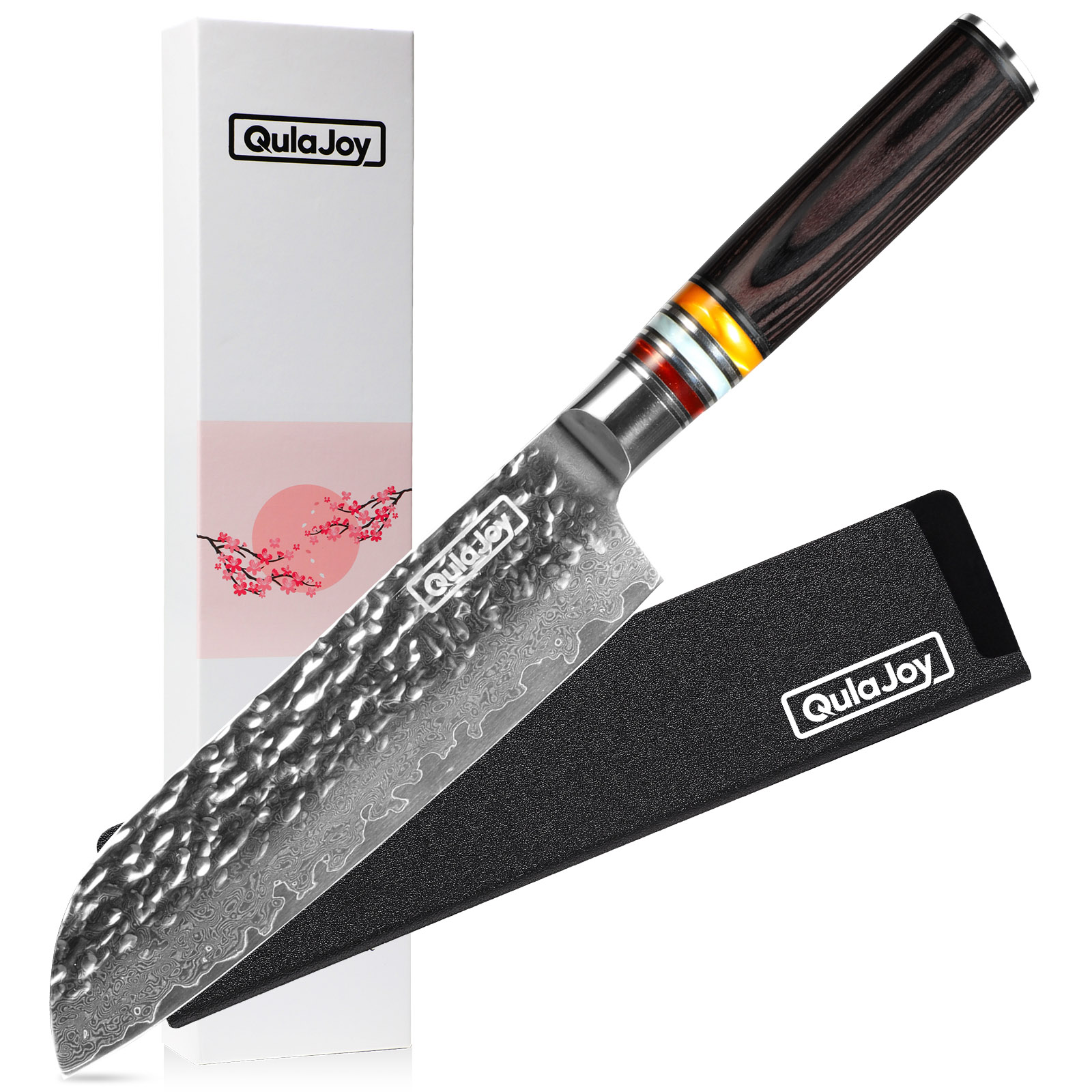 Nakiri Chef 7" Knife, Professional Japanese Vegetable Cutting Knife, Ergonomic Pakkawood Handle