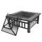 Multifunctional Fire Pit Table  Square Metal Firepit Stove Backyard Patio Garden Fireplace For Camping, Outdoor Heating, Bonfire And Picnic
