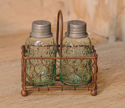 Chicken Wire Caddy with Salt & Pepper Shakers