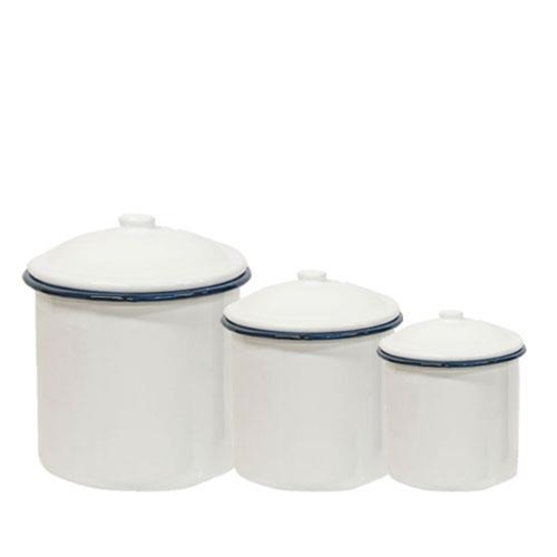 Blue Rim Enamel Canister Set