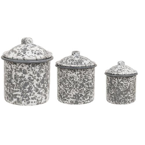 Gray Splatter Enamel Canister Set