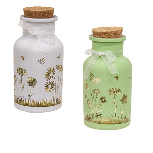Spring Flowers & Butterflies LED Glass Jar
