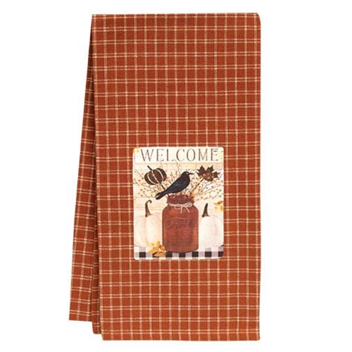 Kitchen Towel Welcome Fall Jar & Pumpkins