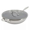 Chef 12.5-Inch 3-Ply Stainless Steel Nonstick Wok With Lid