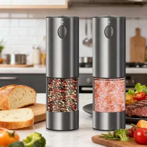 Electric Salt And Pepper Grinder Set - Battery-powered Spice Grinder, Adjustable For Coarseness, Durable Plastic