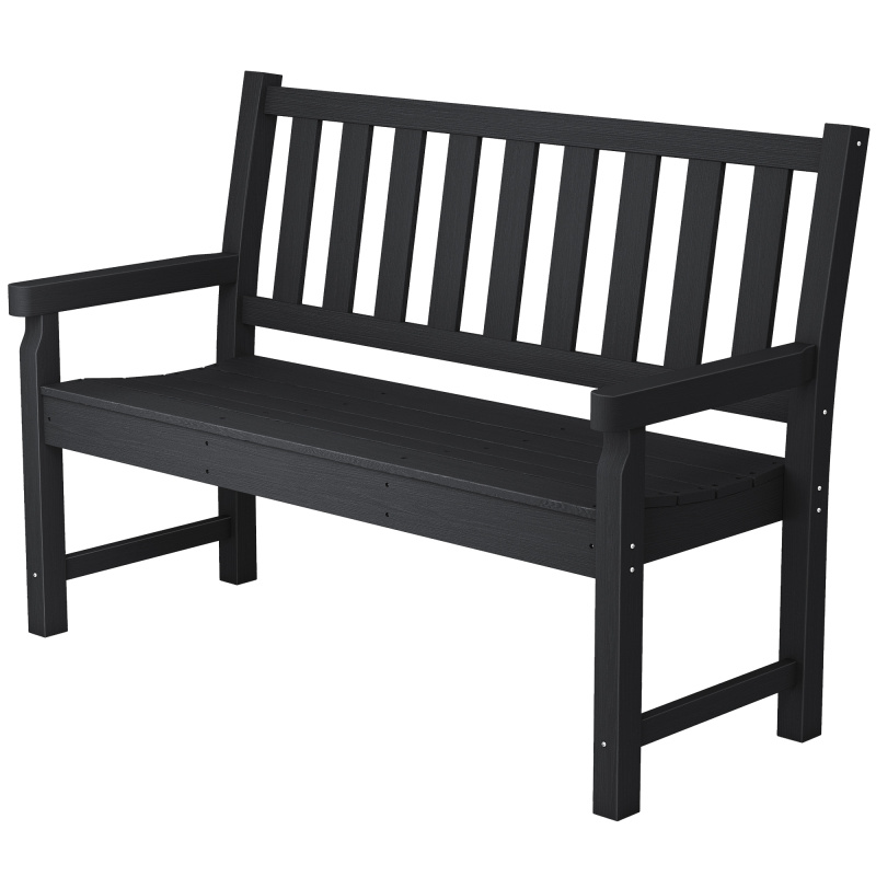 2-Person Garden Bench, HDPE Outdoor Bench with 530 lbs Capacity, Curved Seat for Backyard, Park, Porch, Lawn, Black