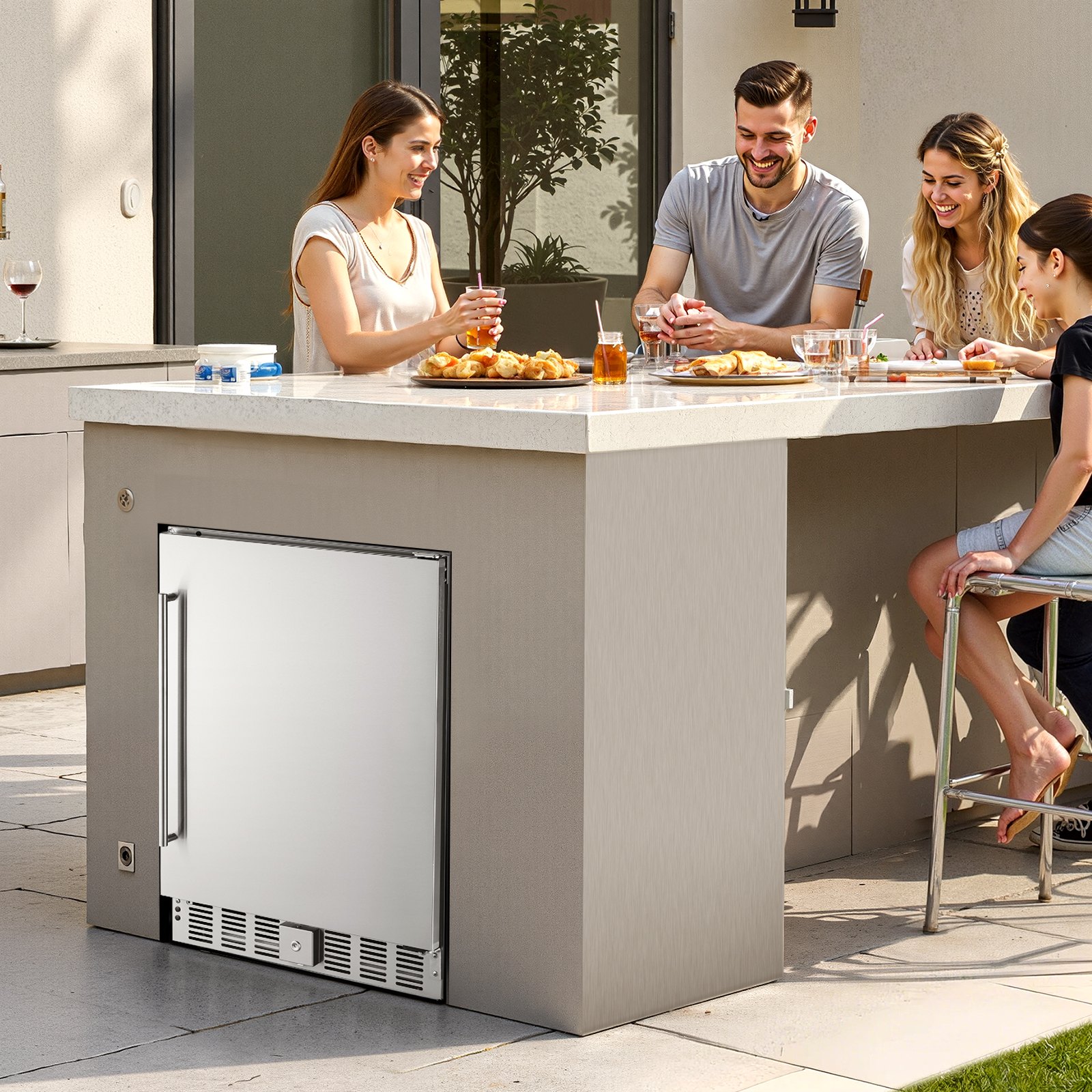 24' Outdoor Beverage Fridge Cooler 150QT Beer Refrigerator Stainless Steel
