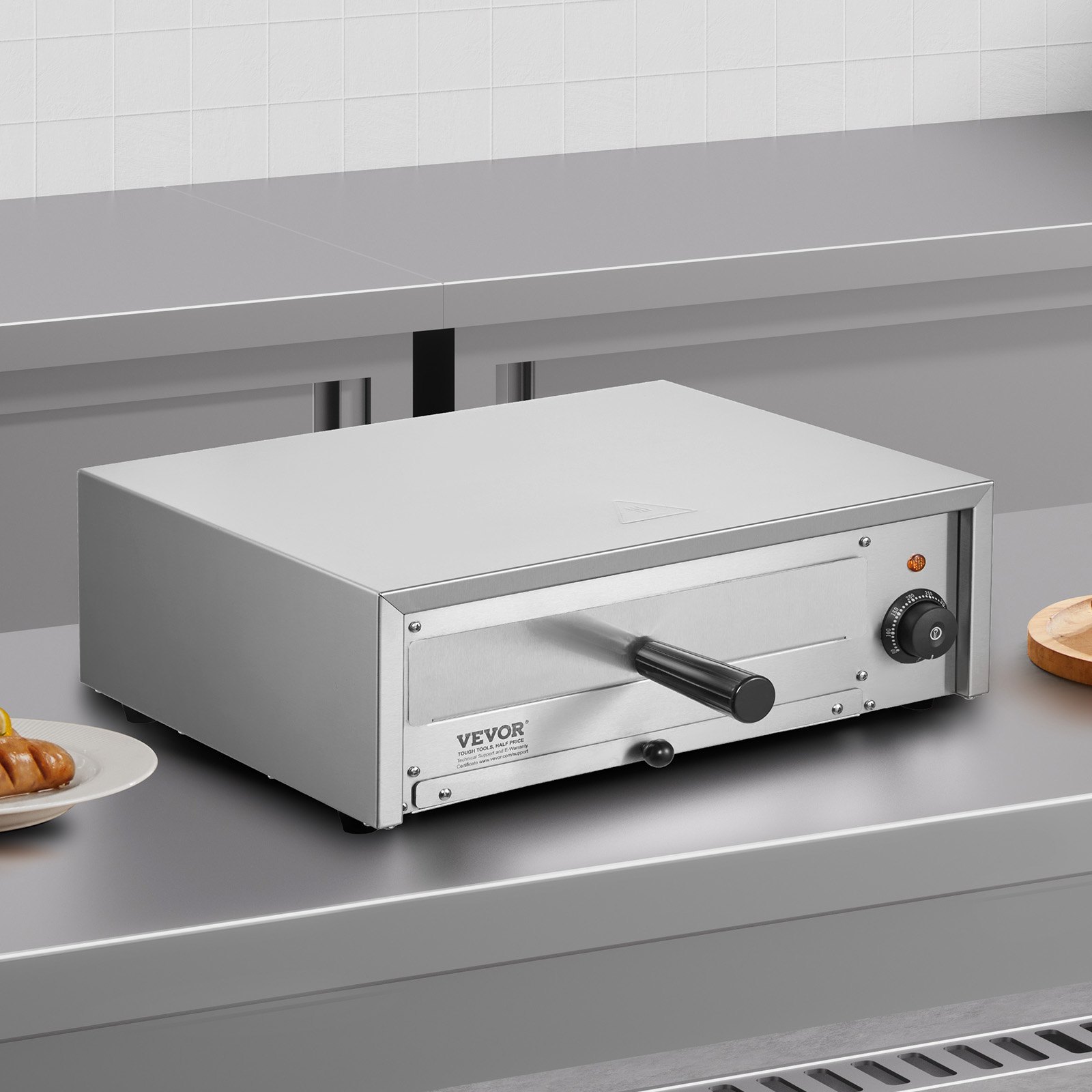 Electric Pizza Oven 12-inch 1500W 122-662F Temp Range Removable Crumb Tray