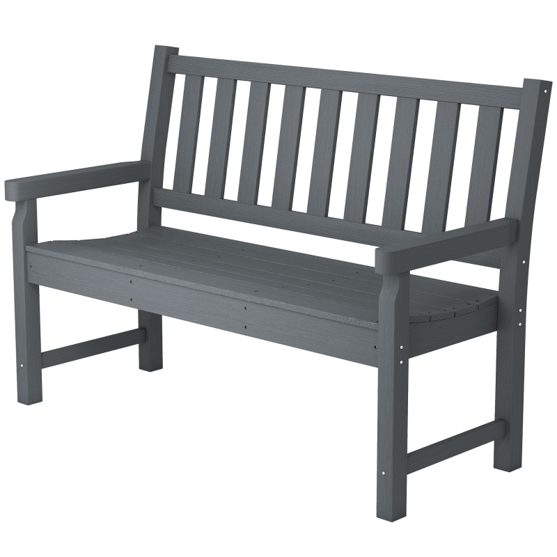 2-Person Garden Bench, HDPE Outdoor Bench with 530 lbs Capacity, Curved Seat for Backyard, Park, Porch, Lawn, Gray
