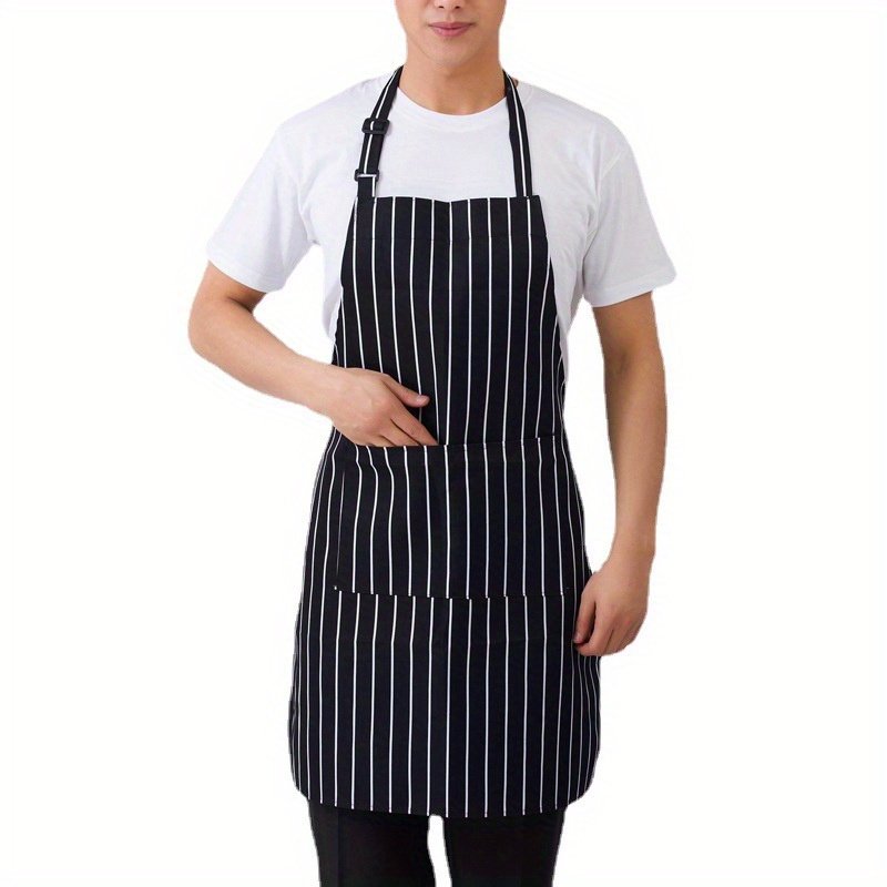 Black Apron, Unisex Adjustable Bib Apron With 2 Pockets, Cooking Kitchen Apron For Women Men, Kitchen BBQ Apron