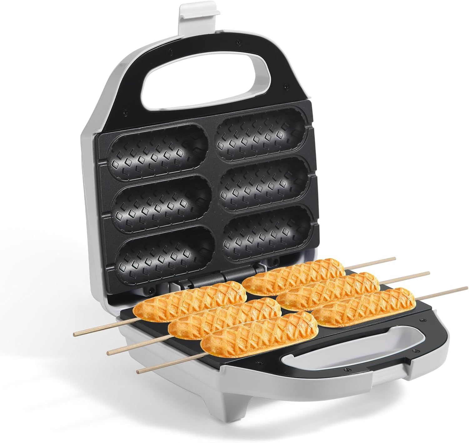 Hot Dog & Corn Dog Waffle Maker, Non-stick Coating Plate, Toaster Make 6 Corn Dogs
