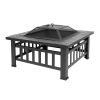 Multifunctional Fire Pit Table  Square Metal Firepit Stove Backyard Patio Garden Fireplace For Camping, Outdoor Heating, Bonfire And Picnic