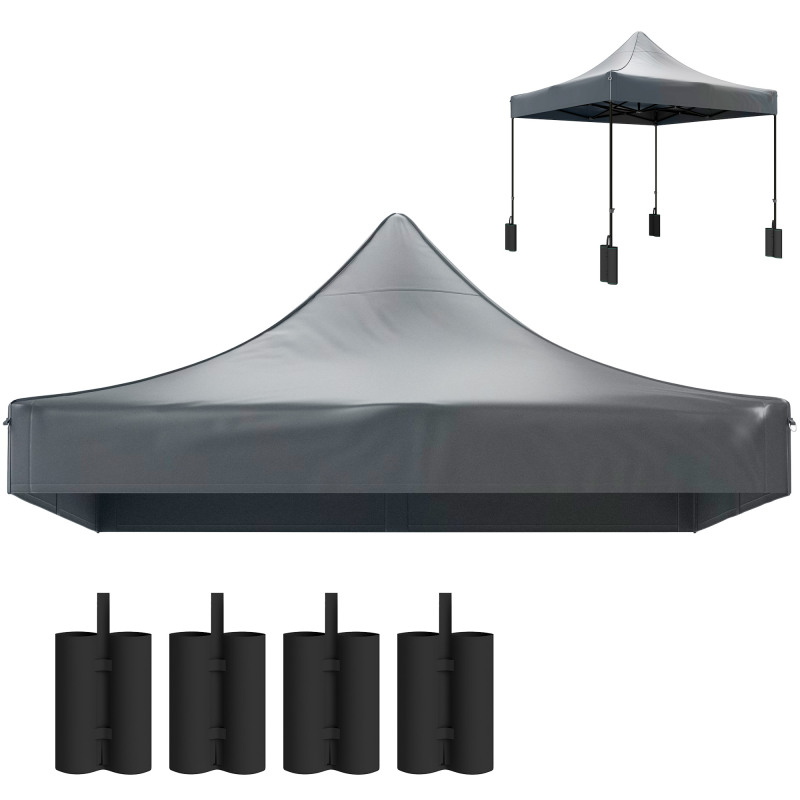 Replacement Canopy Top for Pop Up Canopy Tent, 10 X 10 with 4 Sand Bags, UPF50+ Protection, Dark Gray
