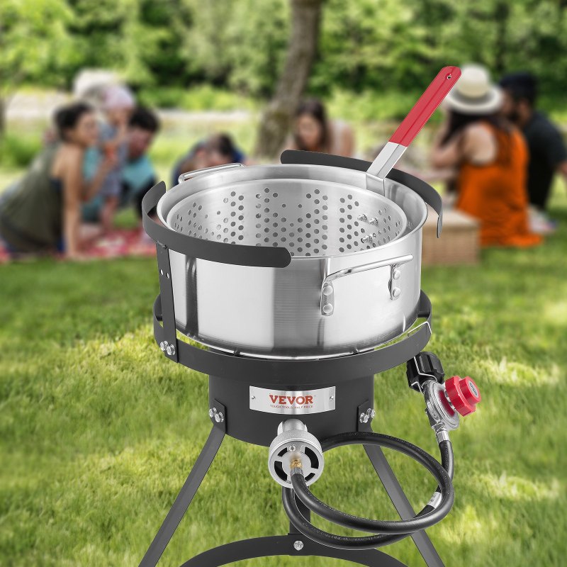 Fish And Wing Fryer Aluminum Outdoor Propane Deep Fryer Kit With Basket-10 qt.
