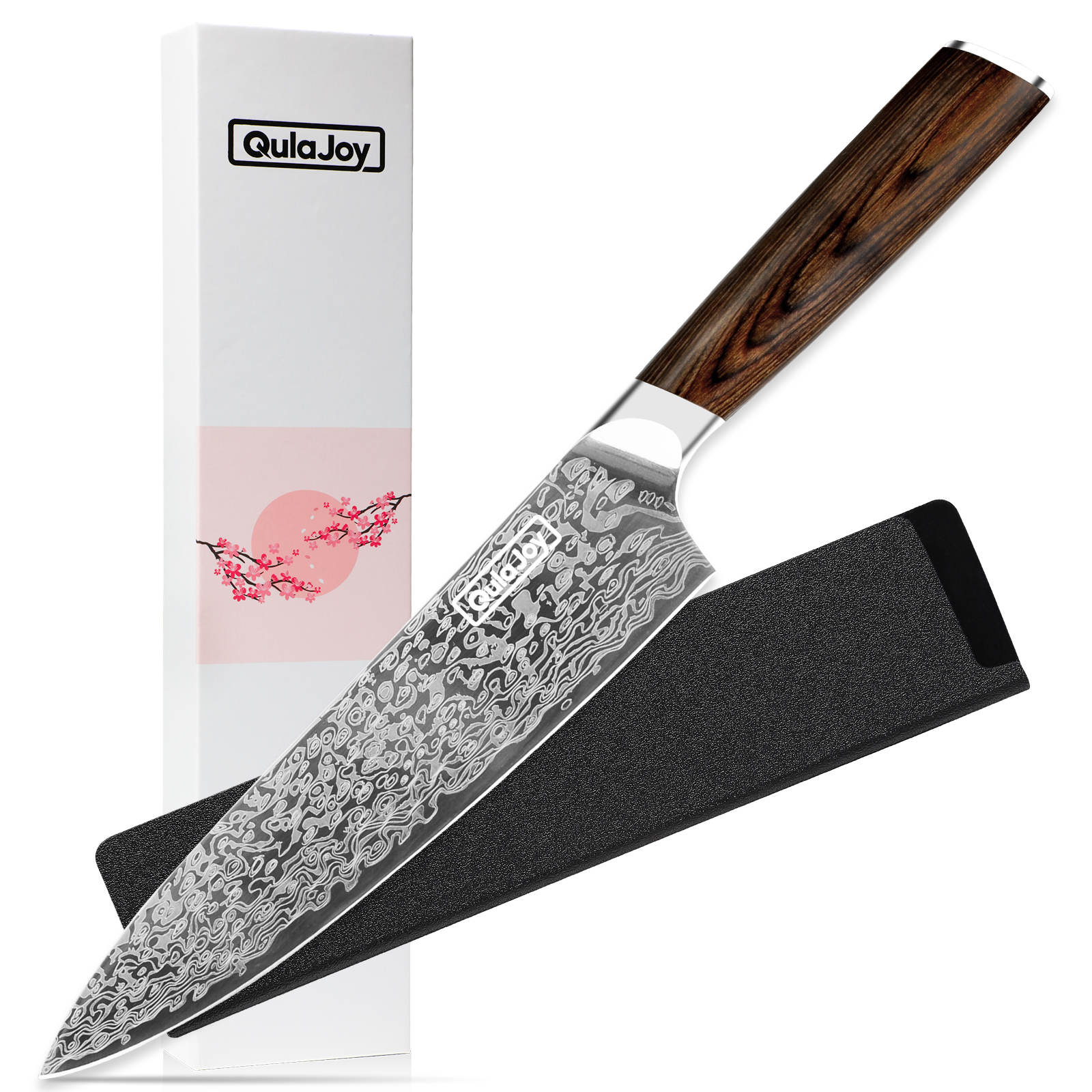 Japanese Chef's Kitchen Cooking Knife with Carbon German Steel with Damascus Pattern