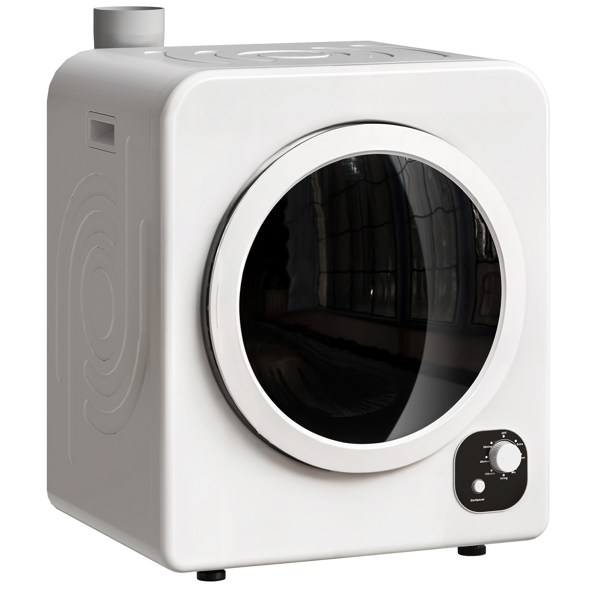 120V Portable Clothes Dryer, 1300W Compact Laundry Tumble Dryer Machine 3.3  Cu. Ft. with Stainless Steel Tub, White