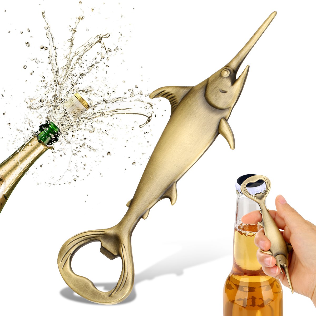 Creative Swordfish Handle Metal Beer Bottle Openers Kitchen Bar Accessories Tools Beer Gifts Beer Openers Kitchen Gadgets (Option: Bronze KPQ4201)