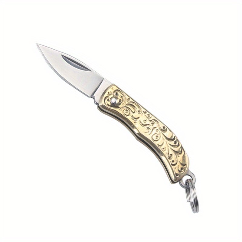 Beautifully Designed Gold Looking Pocket Keychain Knife (Option: Knife)