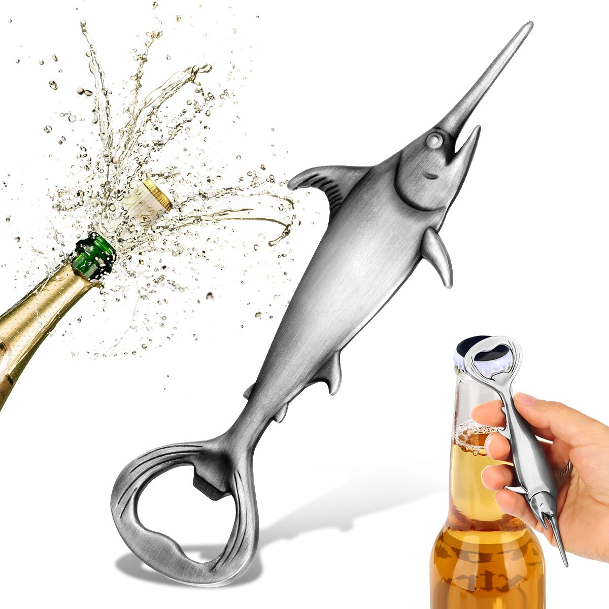 Creative Swordfish Handle Metal Beer Bottle Openers Kitchen Bar Accessories Tools Beer Gifts Beer Openers Kitchen Gadgets (Option: Dark Silver KPQ4202)