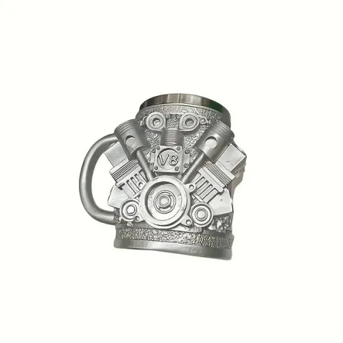 V6/V8 Engine Design Mug - Heavy-Duty Metal Construction, Double-Wall Insulated Cup With Non-Slip Grip - Vintage Automotive Beer Cup, Coffee Mug Gift F (Option: V6)