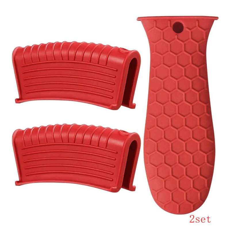 1 Set Of 3pcs,Silicone Hot Handle Holder, Heat Resistant Potholder Cookware Handle Cast Iron Skillets Handles Grip Covers For Cast Iron Skillet (Option: 2set)
